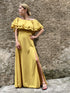 Coordinato con top drappeggiato e gonna midi in raso